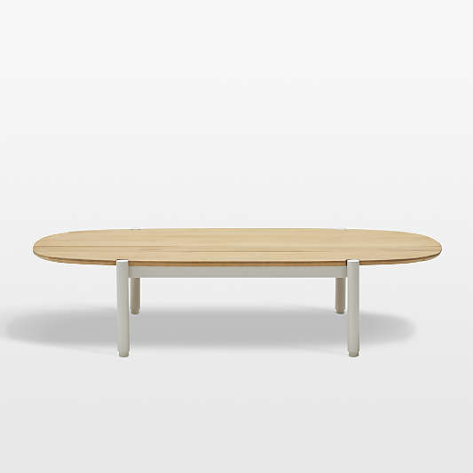 Neighbor ™ Aluminum 52" Oval Putty and Teak Outdoor Coffee Table