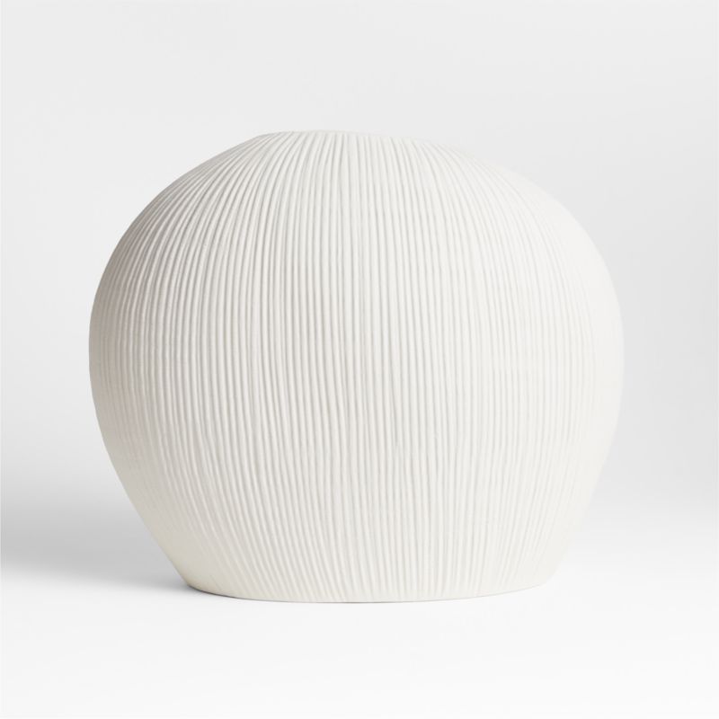 Alura Low-Wide Cream White Porcelain Vase