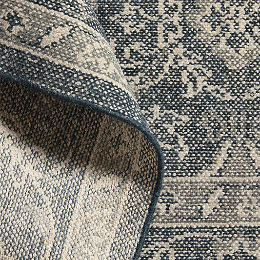 Amalfi Wool Traditional Hand-Knotted Navy Blue Rug Swatch 12"x18"