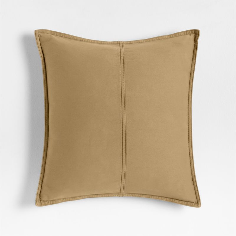 Amanha Washed Organic Cotton Denim 20"x20" Camel Tan Throw Pillow with Down-Alternative Insert - image 0 of 5