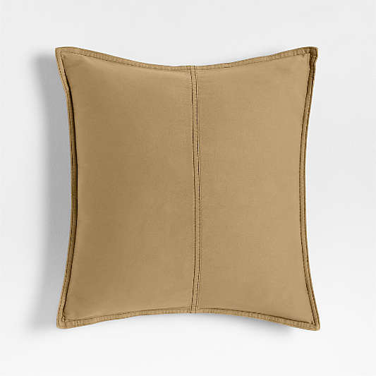 Amanha Washed Organic Cotton Denim 20"x20" Camel Tan Throw Pillow Cover