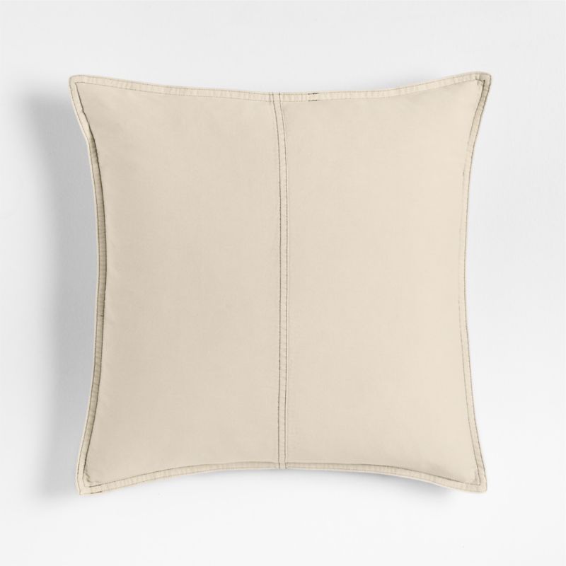 Amanha Washed Organic Cotton Denim 20"x20" Travertine Beige Throw Pillow with Down-Alternative Insert - image 0 of 6