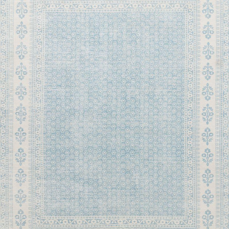 Amara Blue Floral Washable Kids Area Rug 4'x6' - image 1 of 5