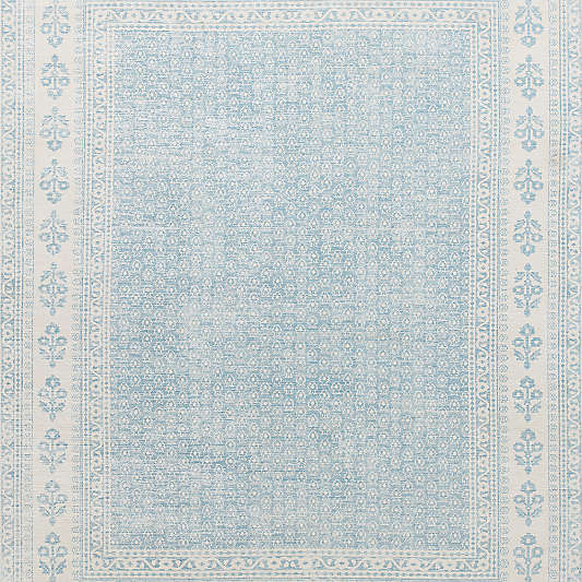 Amara Blue Floral Washable Kids Area Rug