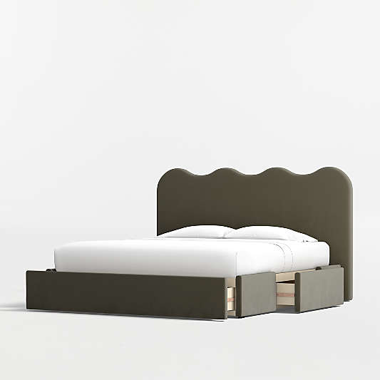 Amara Curved Upholstered King Storage Bed