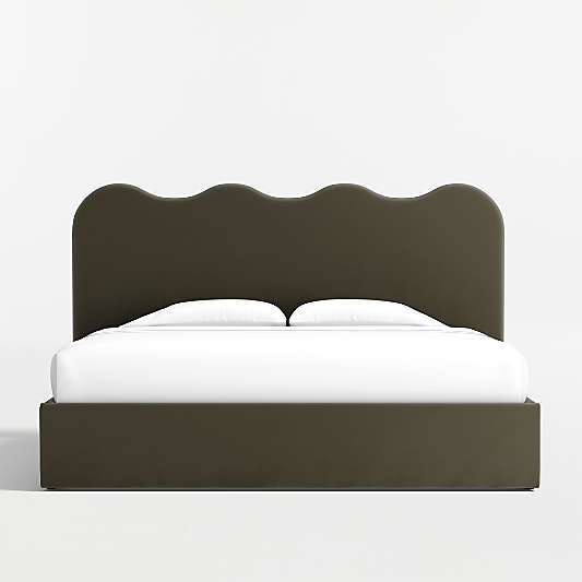 Amara Curved Upholstered King Storage Bed