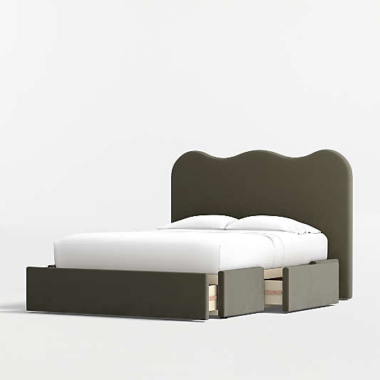 Amara Curved Upholstered Queen Storage Bed