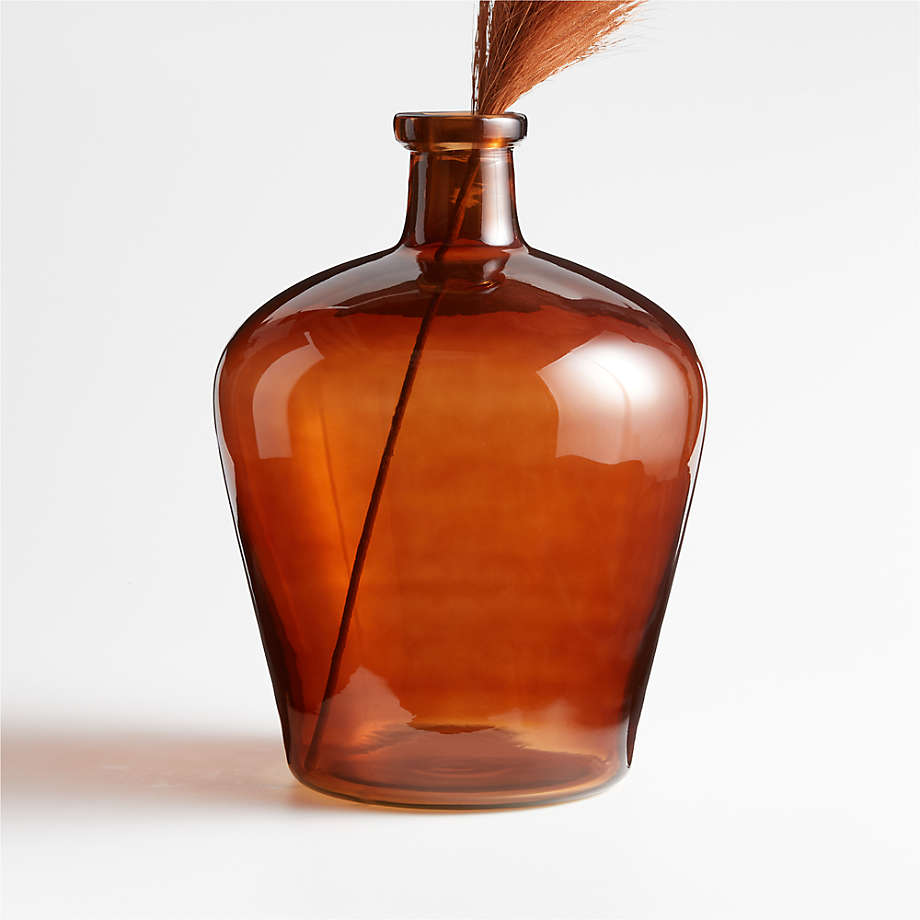 Amber glass sculptural vase