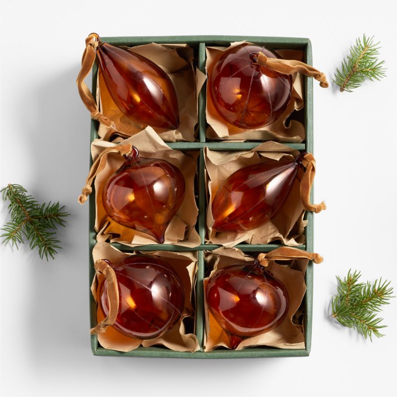 Amber Glass Christmas Tree Ornaments, Set of 6 - image 1 of 2