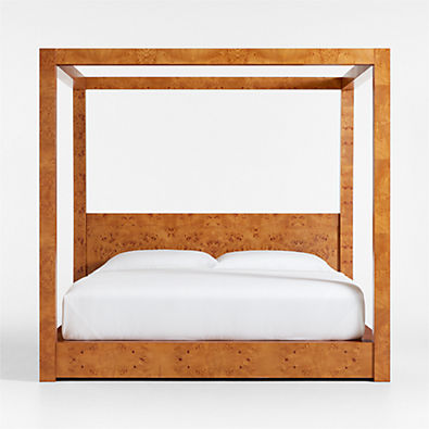 View Ambrose Mappa Burl Wood King Canopy Bed details