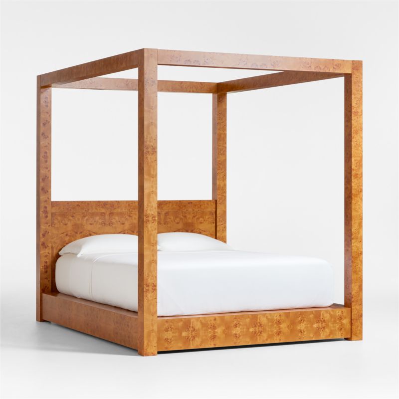 Ambrose Mappa Burl Wood Queen Canopy Bed - image 2 of 9