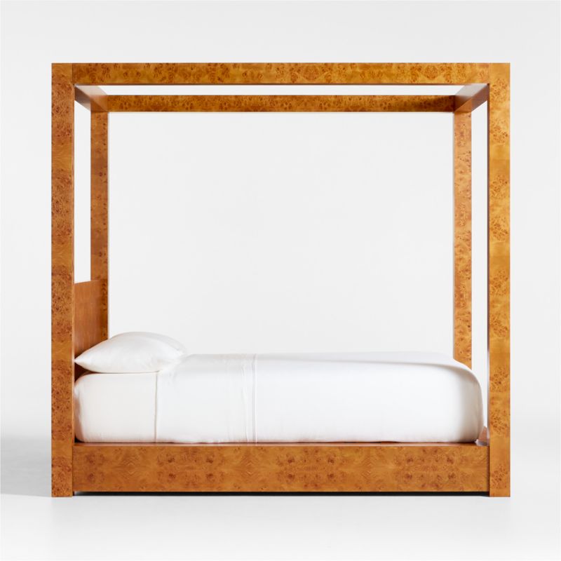 Ambrose Mappa Burl Wood Queen Canopy Bed | Crate & Barrel Canada