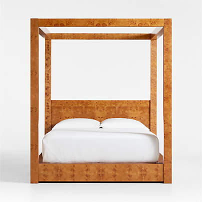 Ambrose Mappa Burl Wood Queen Canopy Bed