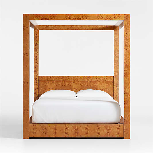 Ambrose Mappa Burl Wood King Canopy Bed