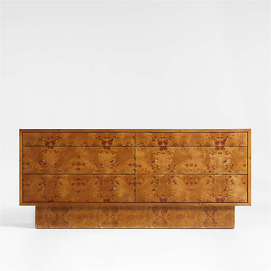 Ambrose 76" Mappa Burl Wood 6-Drawer Dresser