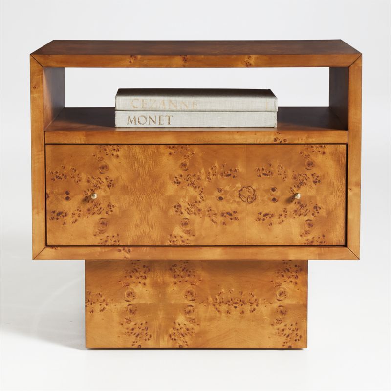 Viewing product image Ambrose Mappa Burl Wood Nightstand with Drawer - image 1 of 7