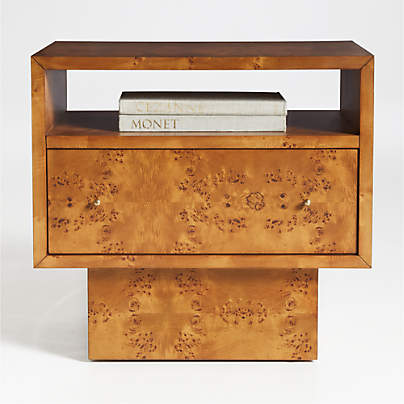 Ambrose 26" Mappa Burl Wood Nightstand