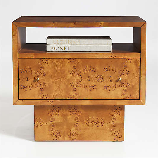 Ambrose Mappa Burl Wood Nightstand with Drawer