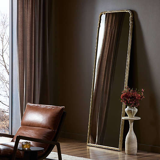Amelie Antique Brass Floor Mirror 28" x 81"