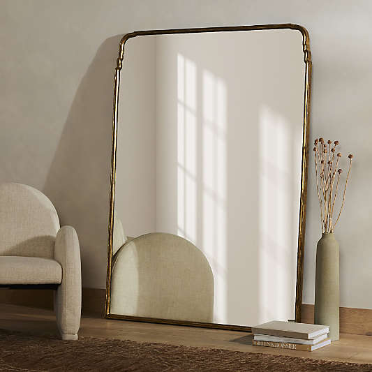 Amelie Antique Brass Wide Floor Mirror 52" x 71.5"