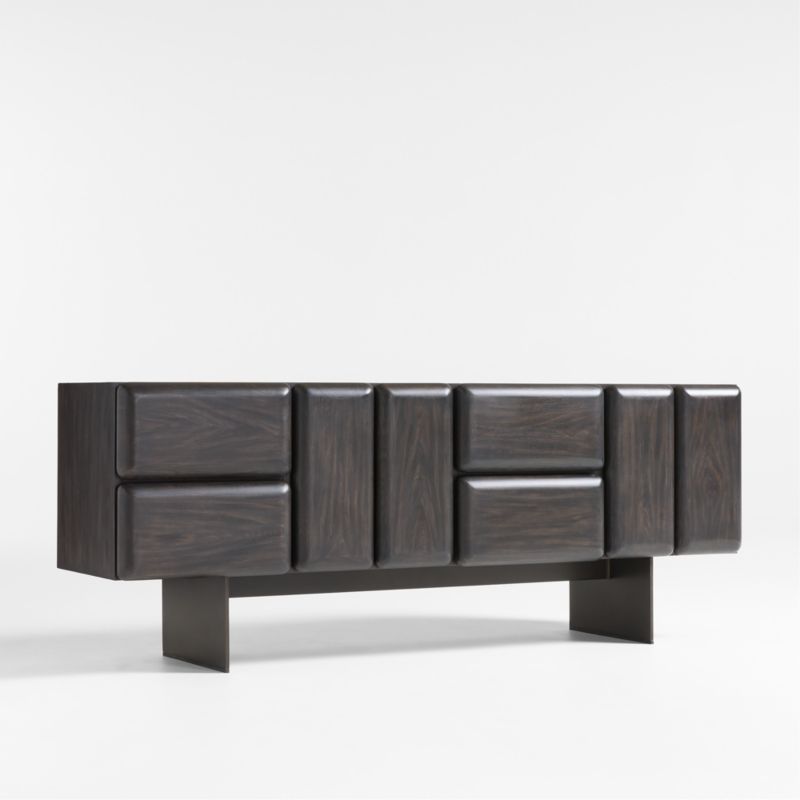 Ameno 72" Charcoal Ash Wood and Metal Storage Media Console - image 3 of 7