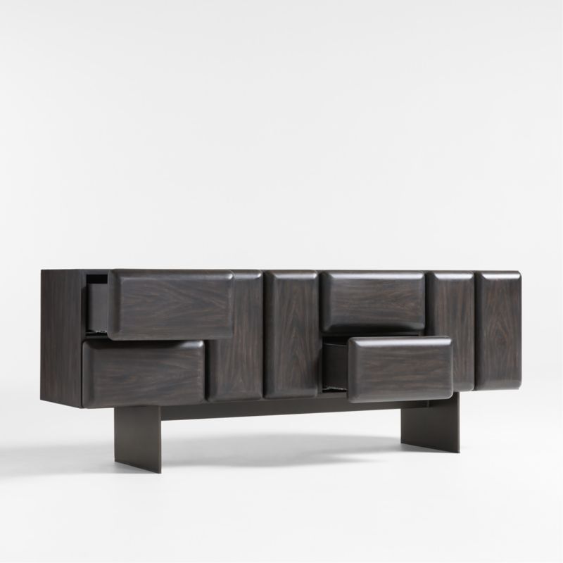 Ameno 72" Charcoal Ash Wood and Metal Storage Media Console - image 2 of 7