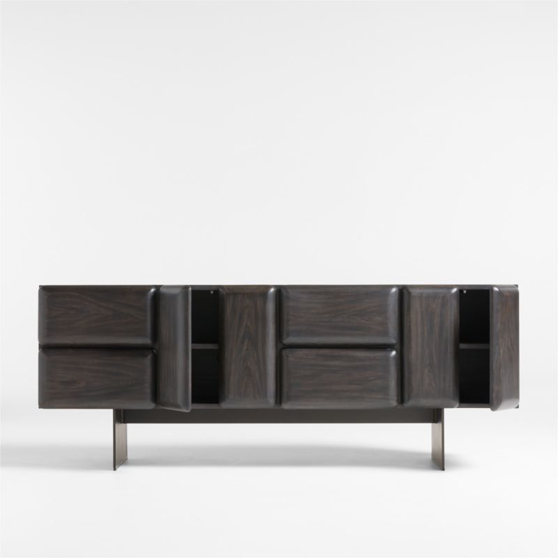 Ameno 72" Charcoal Ash Wood and Metal Storage Media Console - image 1 of 7