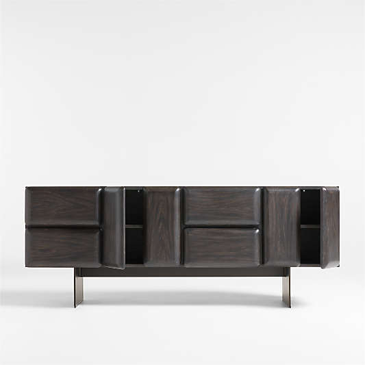 Ameno 72" Charcoal Ash Wood and Metal Storage Media Console