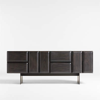 Ameno 72" Charcoal Ash Wood and Metal Storage Media Console