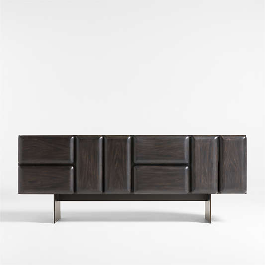 Ameno 72" Charcoal Ash Wood and Metal Storage Media Console