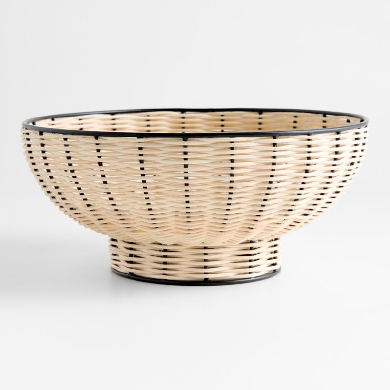 Amira Black and Wicker 12" Pedestal Bowl - image 0 of 3