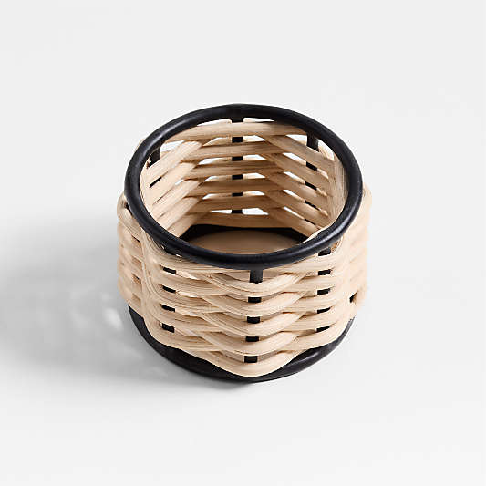 Amira Black and Wicker Napkin Ring