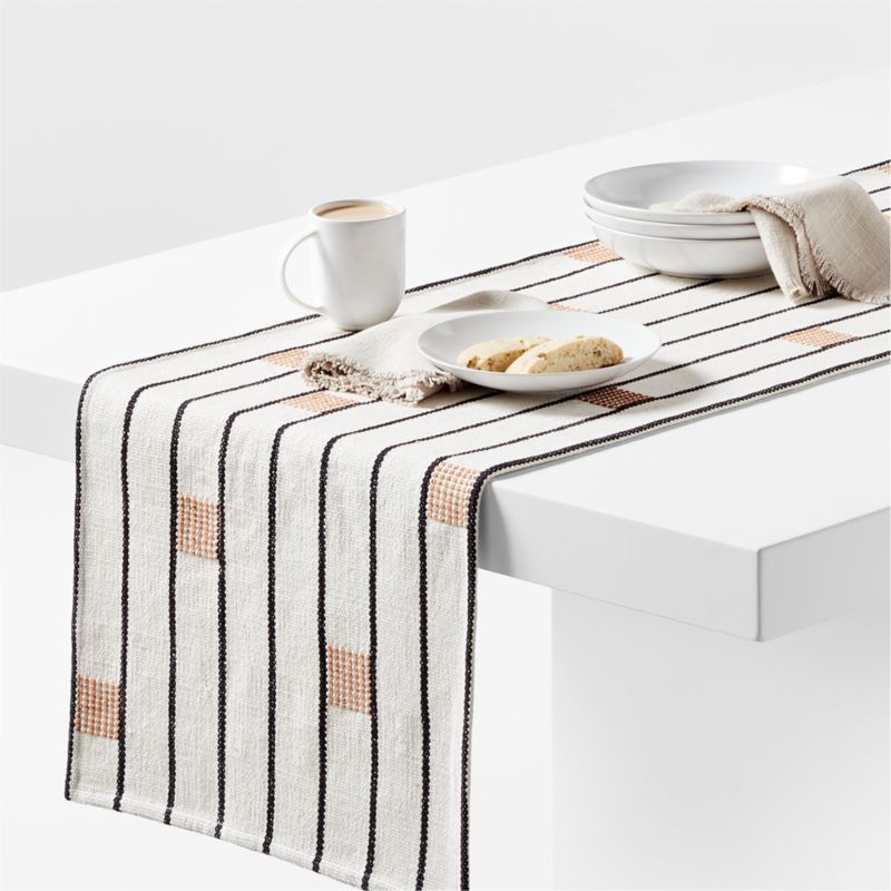 Amira 120" Ivory Cotton Weave Table Runner - image 0 of 2