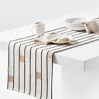 View Amira 120" Ivory Cotton Weave Table Runner details