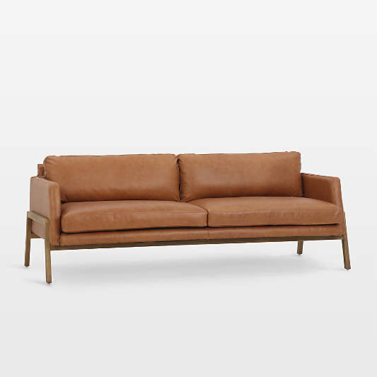 Amoria Sonoma Butterscotch Leather Sofa with Wood Frame