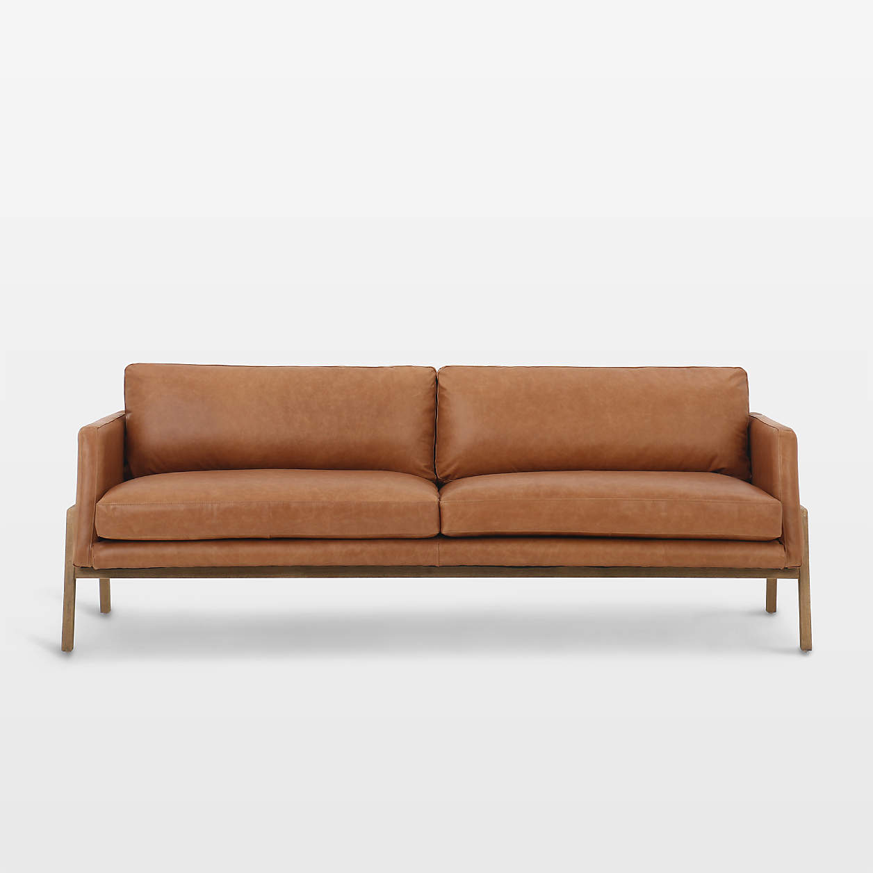 Amoria Sonoma Butterscotch Leather Sofa with Wood Frame Crate & Barrel