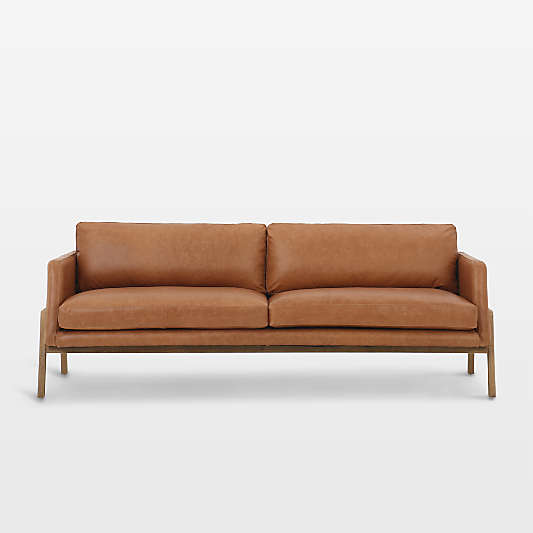 Amoria Sonoma Butterscotch Leather Sofa with Wood Frame