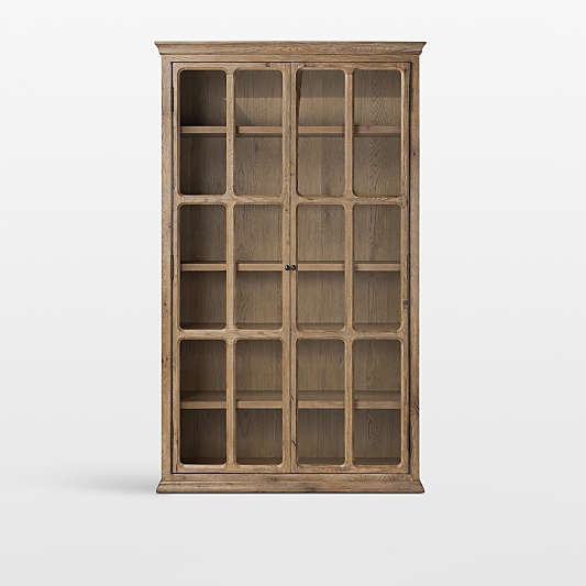 Amos 55" Weathered Oak and Glass Storage Display Cabinet