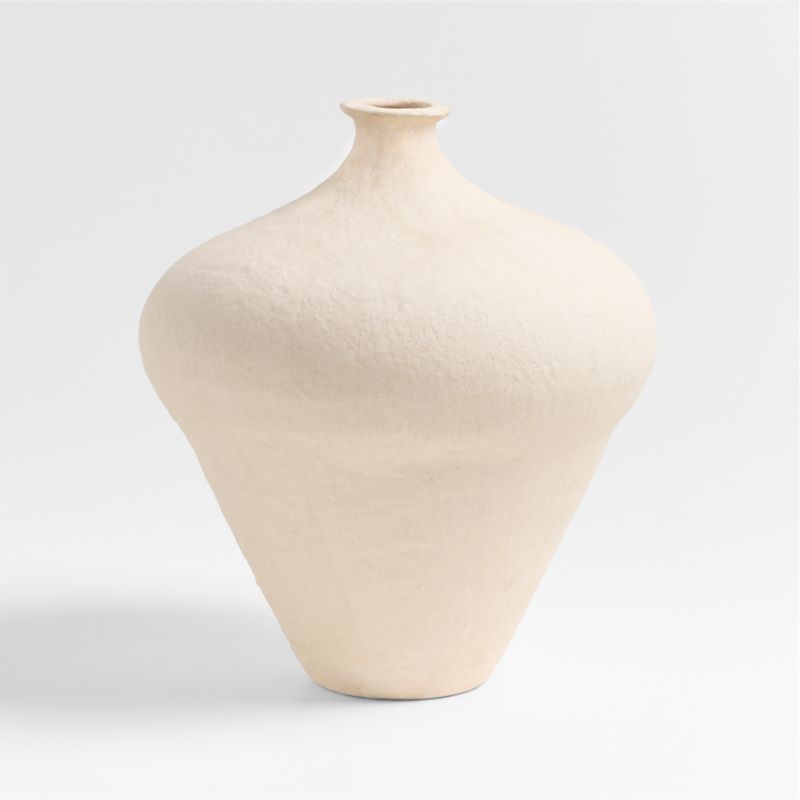 Amphore Small Cream Ceramic Plaster Vase 13" - image 6 of 8