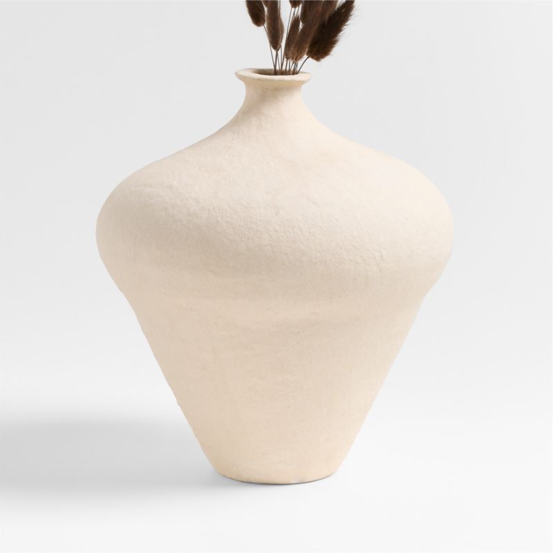 Amphore Small Cream Ceramic Plaster Vase 13" - image 0 of 8