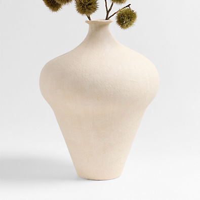 View Amphore Large Cream Ceramic Plaster Vase 16" details