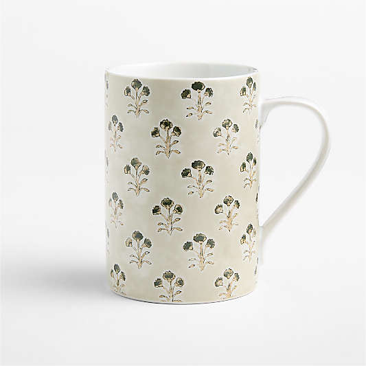 Amara 12.75-oz. Natural Floral Block Print Mug