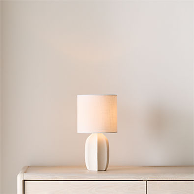 View Amaryllis White Ceramic Mini Table Lamp 15", Set of 2 details