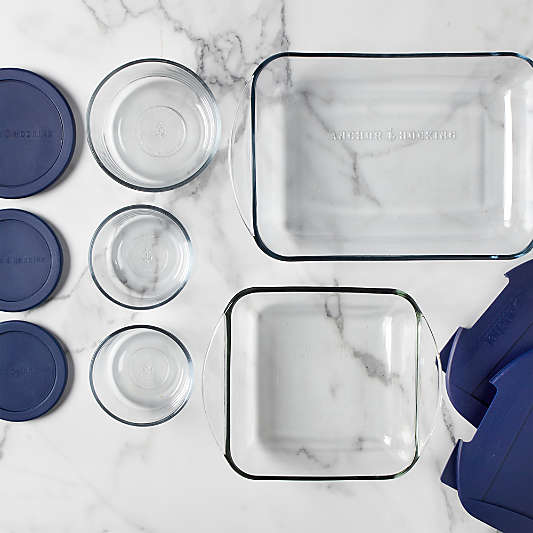 Anchor Hocking 10-Piece Bake and Store Food Storage Set with Navy Blue Lids