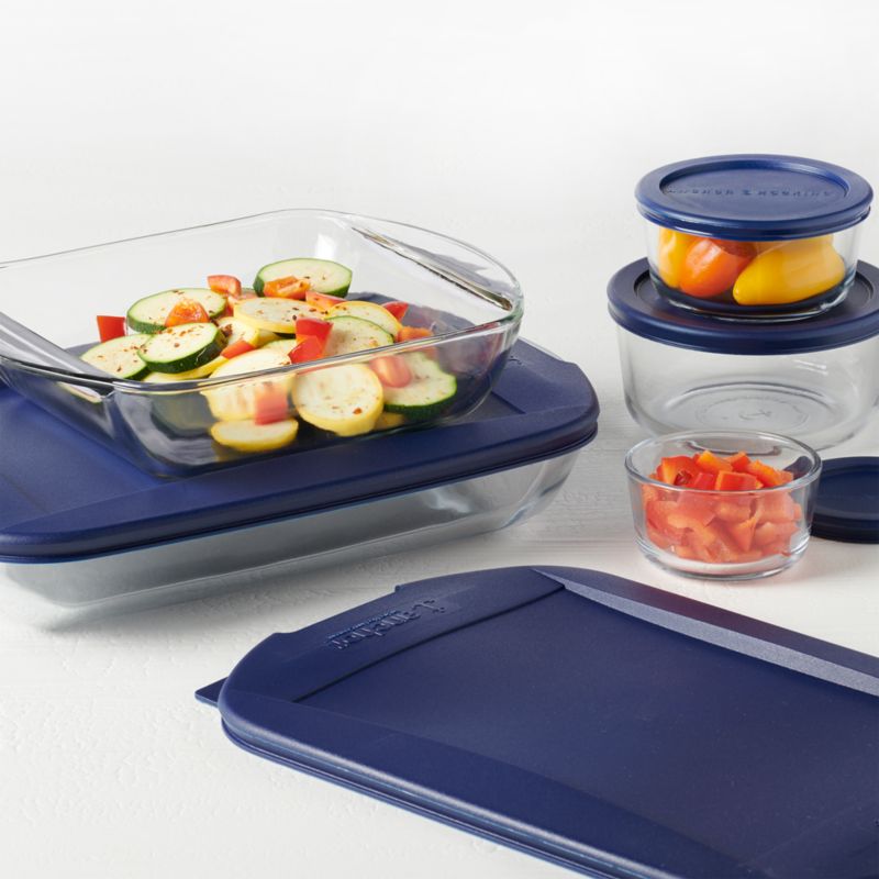 Anchor Hocking 10-Piece Bake and Store Food Storage Set with Navy Blue Lids - image 1 of 3