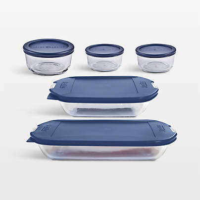 Anchor Hocking 10-Piece Glass Bake and Store Food Storage Set with Navy Blue Lids