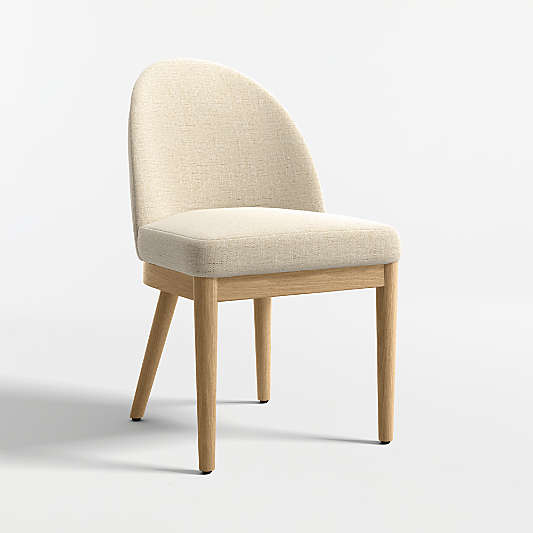 Ana Ivory Dining Chair with Natural Wood Legs