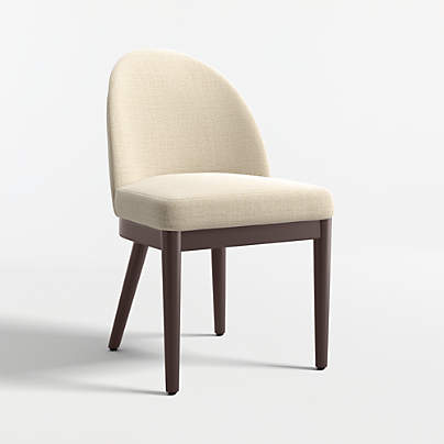 Ana Ivory Dining Chair with Brown Wood Legs