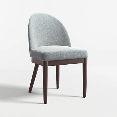Ana Navy Blue Dining Chair with Brown Wood Legs