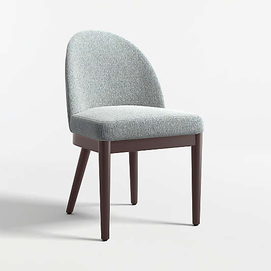 Ana Navy Blue Dining Chair with Brown Wood Legs